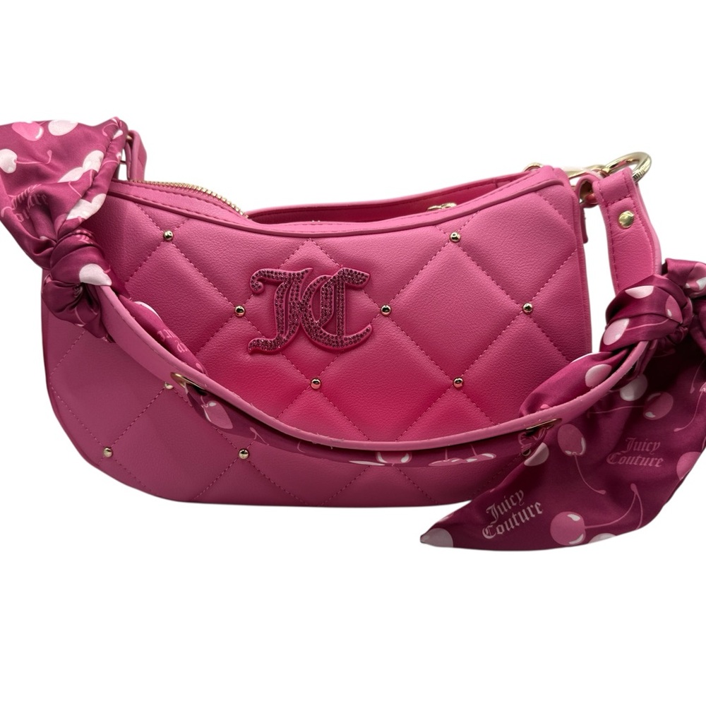 Juicy Couture Pink Quilted Shoulder Bag with Scarf Detail